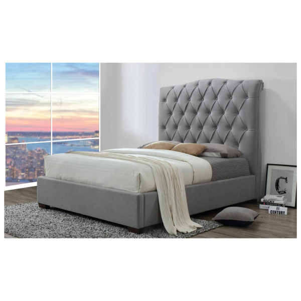 Shannon Upholstered Platform Bed King without Mattress Grey Shannon Upholstered Platform Bed King without Mattress Grey