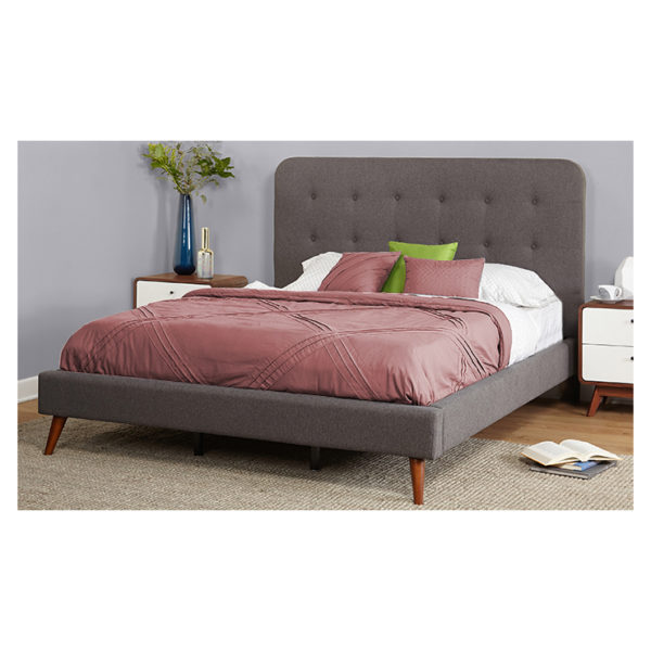 Garbo Mid Century Upholstered Super King Bed without Mattress Grey Garbo Mid Century Upholstered Super King Bed without Mattress Grey