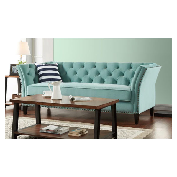 Gilmore Chesterfield Sofa in Turquoise Blue Color Gilmore Chesterfield Sofa in Turquoise Blue Color