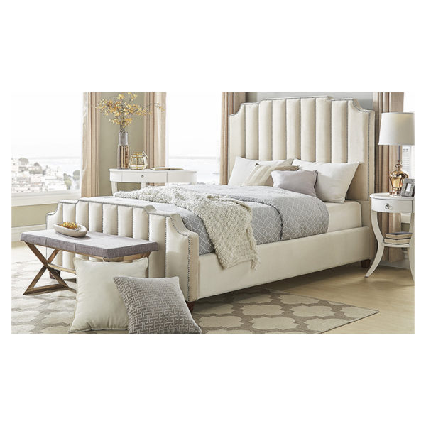 Chareau Velvet Upholstered Nailhead King Bed without Mattress Beige Chareau Velvet Upholstered Nailhead King Bed without Mattress Beige