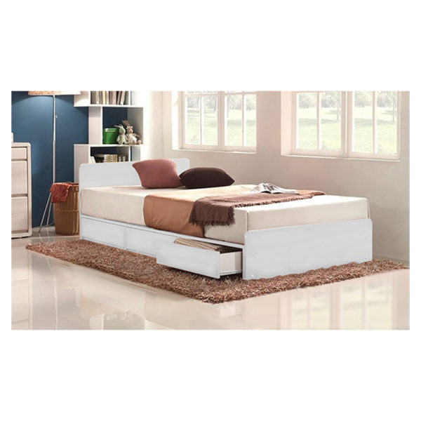 Three-Drawer Storage Queen Bed Without Mattress White Three-Drawer Storage Queen Bed Without Mattress White