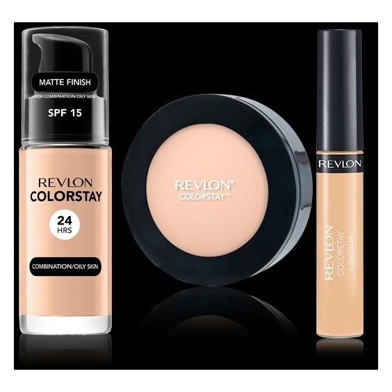 Revlon Colorstay Mu Combination/Oily Skin Natural Beige + Compact Powder Light Medium & Colorstay Concealer Light Medium Revlon Colorstay Mu Combination/Oily Skin Natural Beige + Compact Powder Light Medium & Colorstay Concealer Light Medium