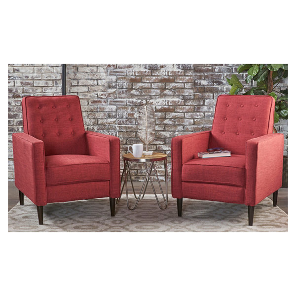 Buy Mervynn Mid Century Fabric Recliner Club Chairs Set Of 2 Red