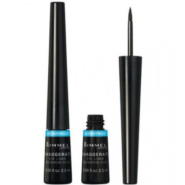 Rimmel London 86003 Exaggerate Waterproof Liquid Eyeliner Black A Black Shade with A glossy Finish Rimmel London 86003 Exaggerate Waterproof Liquid Eyeliner Black A Black Shade with A glossy Finish