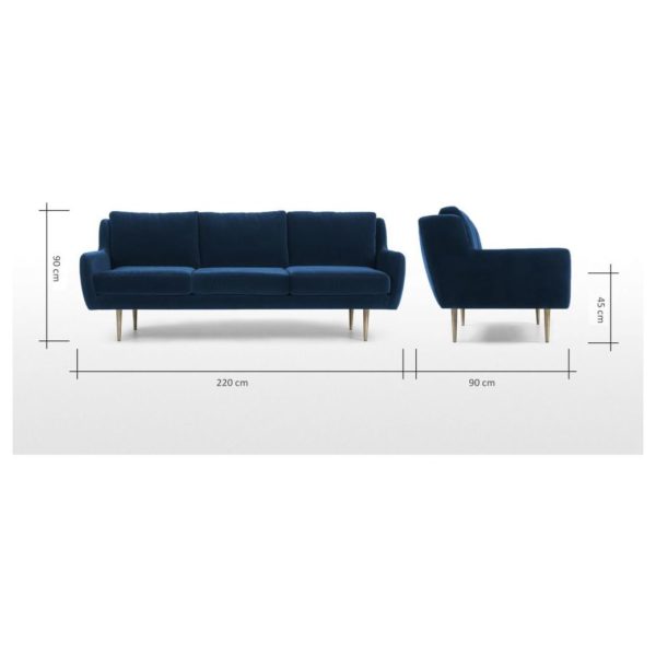 Galaxy Design Simon 3 Seater Sofa Dark Blue
