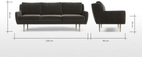 Galaxy Design Simon 3 Seater Sofa Grey