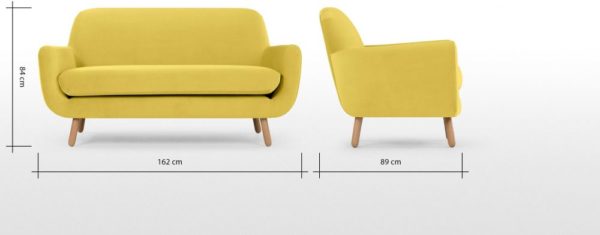 Galaxy Design Jonah 2 Seater Sofa Yellow