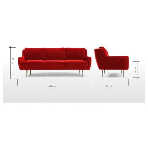 Galaxy Design Simon 3 Seater Sofa Red