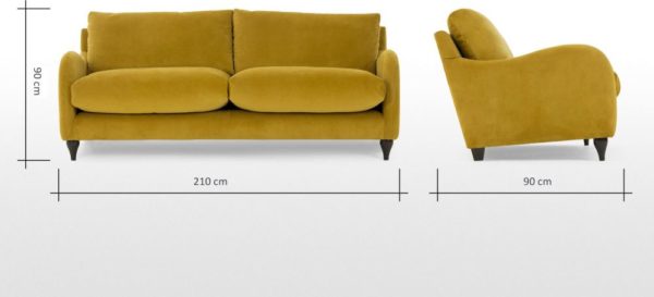 Galaxy Design Sofia 3 Seater Sofa Goldish Yellow
