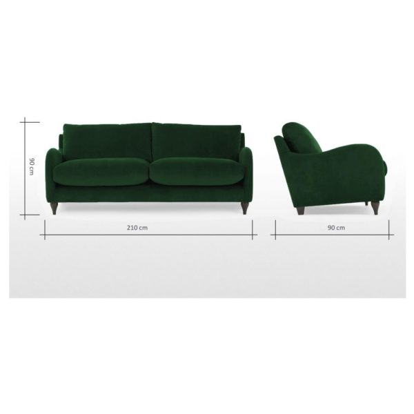 Galaxy Design Sofia 3 Seater Sofa Green