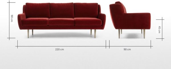 Galaxy Design Simon 3 Seater Sofa Blood Red