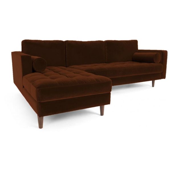 Buy Galaxy Design Velvet Series Scott L Shape Sofa Dark Brown