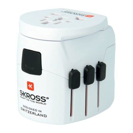 Skross 1302550 PRO Light USB-World Travel adapter White