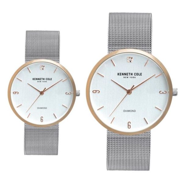 Buy Kenneth Cole Kc50185002 Silver Quartz Pair Watch Price