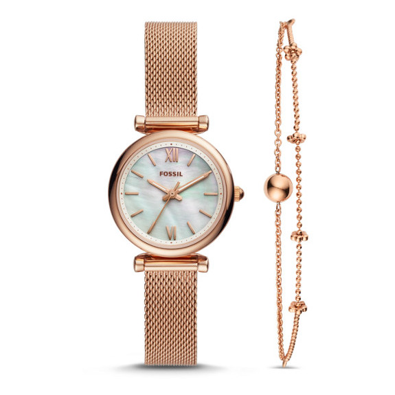 Buy Fossil ES4443SET Carlie Mini Three-Hand Rose Gold-Tone  