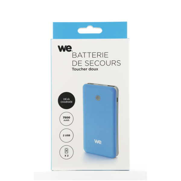 We Power Bank 7500mAh - Blue/Grey We Power Bank 7500mAh - Blue/Grey