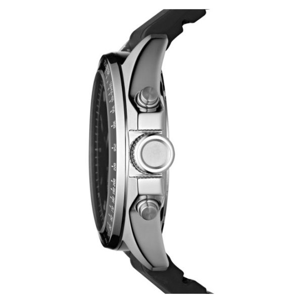 fossil men's ch2573 decker stainless steel chronograph watch with black silicon band