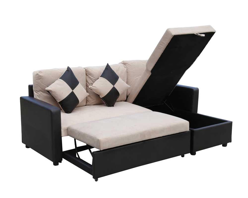 Capri Corner Sofa W Pull Out Sofabed & Storage Biege - Buy ...