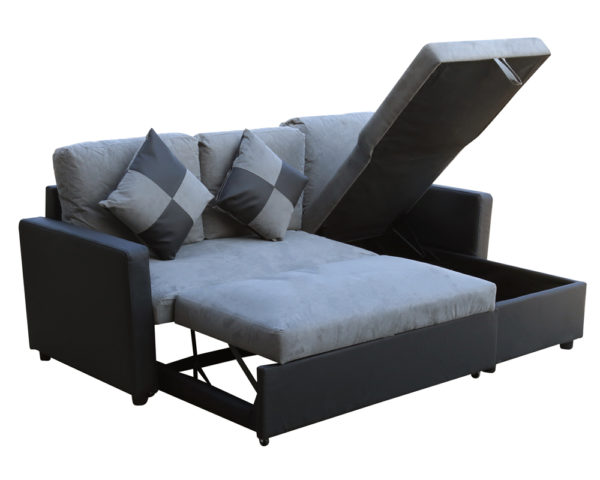 Capri Corner Sofa W Pull Out Sofabed & Storage Grey Capri Corner Sofa W Pull Out Sofabed & Storage Grey
