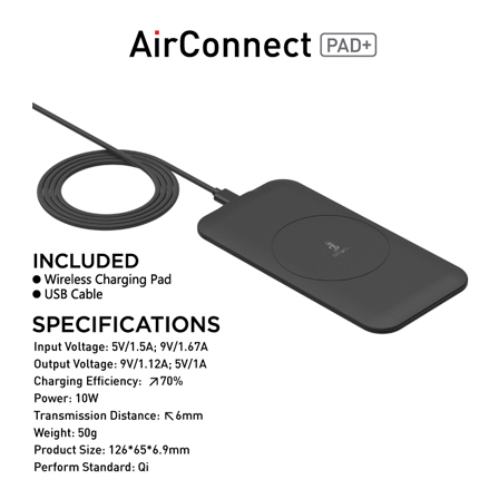 Smart Air Connect Wireless Charging Pad 10W - Black Smart Air Connect Wireless Charging Pad 10W - Black