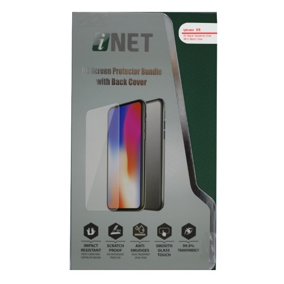 Inet Screen Protector With Back Cover Black For iPhone Xs
