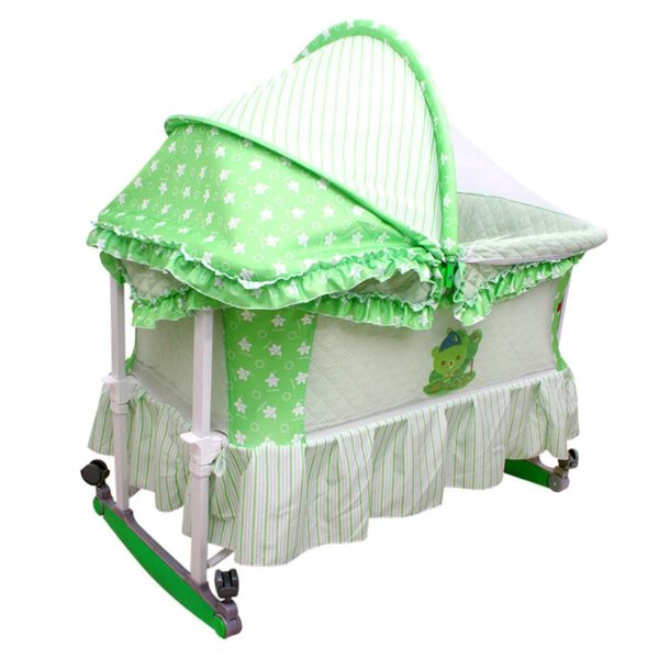 Buy Baby Plus Baby Crib With Retractable Hood Bp6597 Green Price