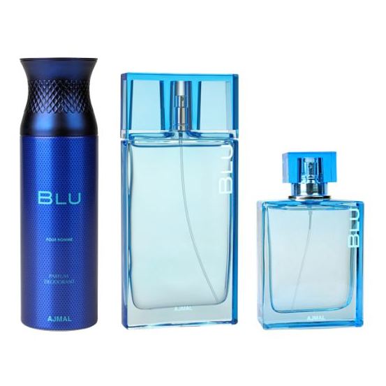 Ajmal Blu Gift Set For Men (BLU 90ml Cologne + BLU 200ml Deodorant + BLU Spray 90ml EDP) Ajmal Blu Gift Set For Men (BLU 90ml Cologne + BLU 200ml Deodorant + BLU Spray 90ml EDP)
