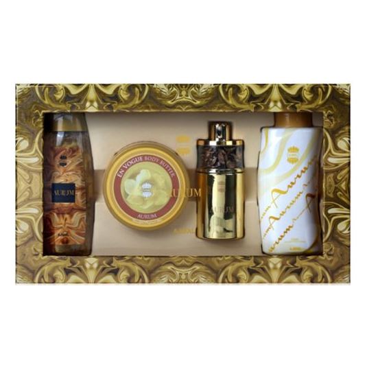 Ajmal Aurum Gift Set For Women (Aurum Spray 75ml EDP + 200g Body Butter + 200ml Shower Gel + 100g Aurum Powder) Ajmal Aurum Gift Set For Women (Aurum Spray 75ml EDP + 200g Body Butter + 200ml Shower Gel + 100g Aurum Powder)