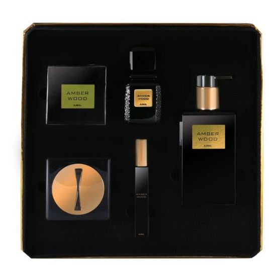 Buy Ajmal Amber Wood Gift Set For Unisex (Amber Wood 50ml EDP + 200ml ...