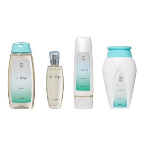 Ajmal Raindrops Gift Set For Women (Raindrops Spray 50ml EDP + 100ml Body Lotion + 200ml Shower Gel + 100gm Powder) Ajmal Raindrops Gift Set For Women (Raindrops Spray 50ml EDP + 100ml Body Lotion + 200ml Shower Gel + 100gm Powder)