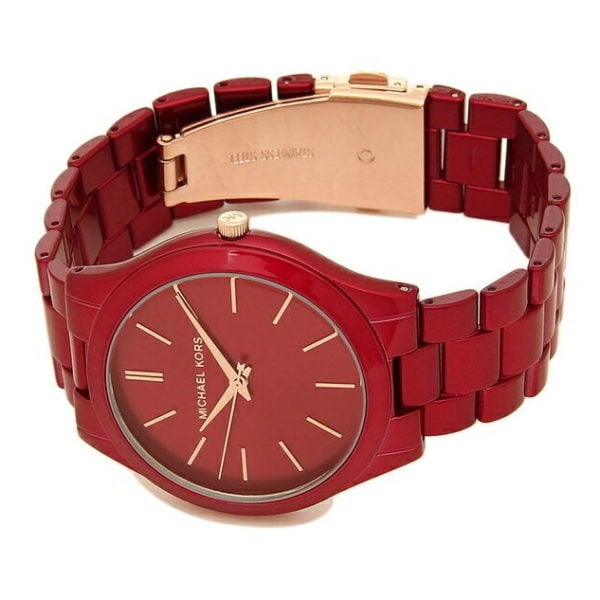 michael kors slim runway red watch