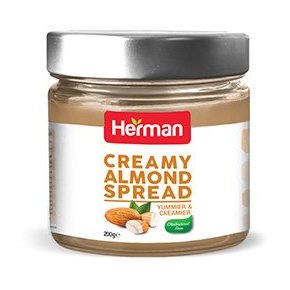 Herman Creamy Almond Spread 200gm Glass Jar