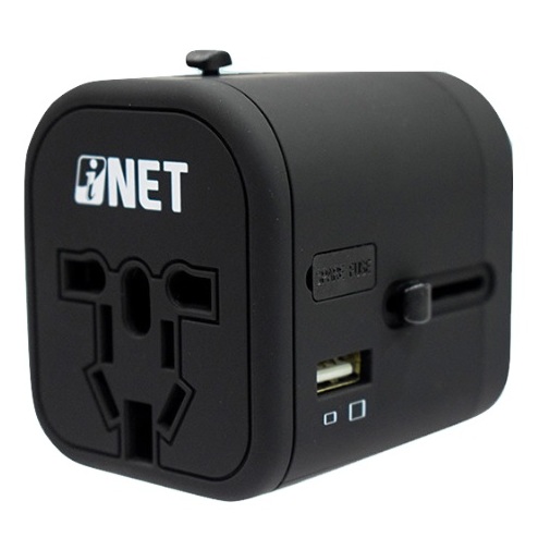 Inet 4 Port Universal Travel Adaptor With Type C – Black