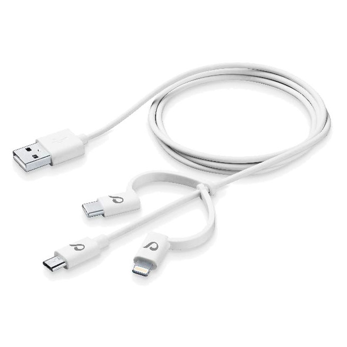 Cellularline 3 In 1 USB Cable 100cm – White