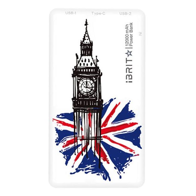 iBRIT Speed 12 Dual USB 12000mAh Power Bank White + Free USB Cable
