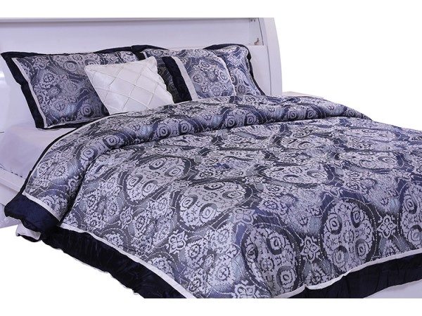 Buy Caleb Comforter Set 5pcs 260x260cm Blue Price