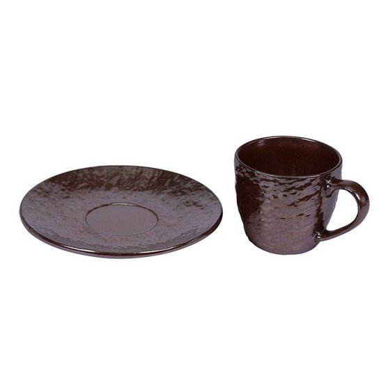 Pan Emirates Copper S/6 220CC Cup&Saucer Metallic Glaze Pan Emirates Copper S/6 220CC Cup&Saucer Metallic Glaze