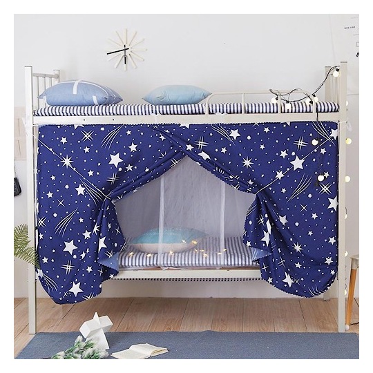Single Bed Size 1pc Lower Deck Curtain White Stars Design