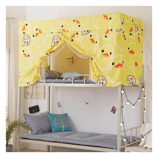 Single Bed Size 2pc Double Deck Curtains Yellow Duck Design