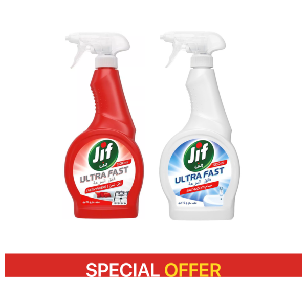Buy JIF Ultrafast Bathroom +Everywhere Cleaner 2pc 500ml Offer Pack