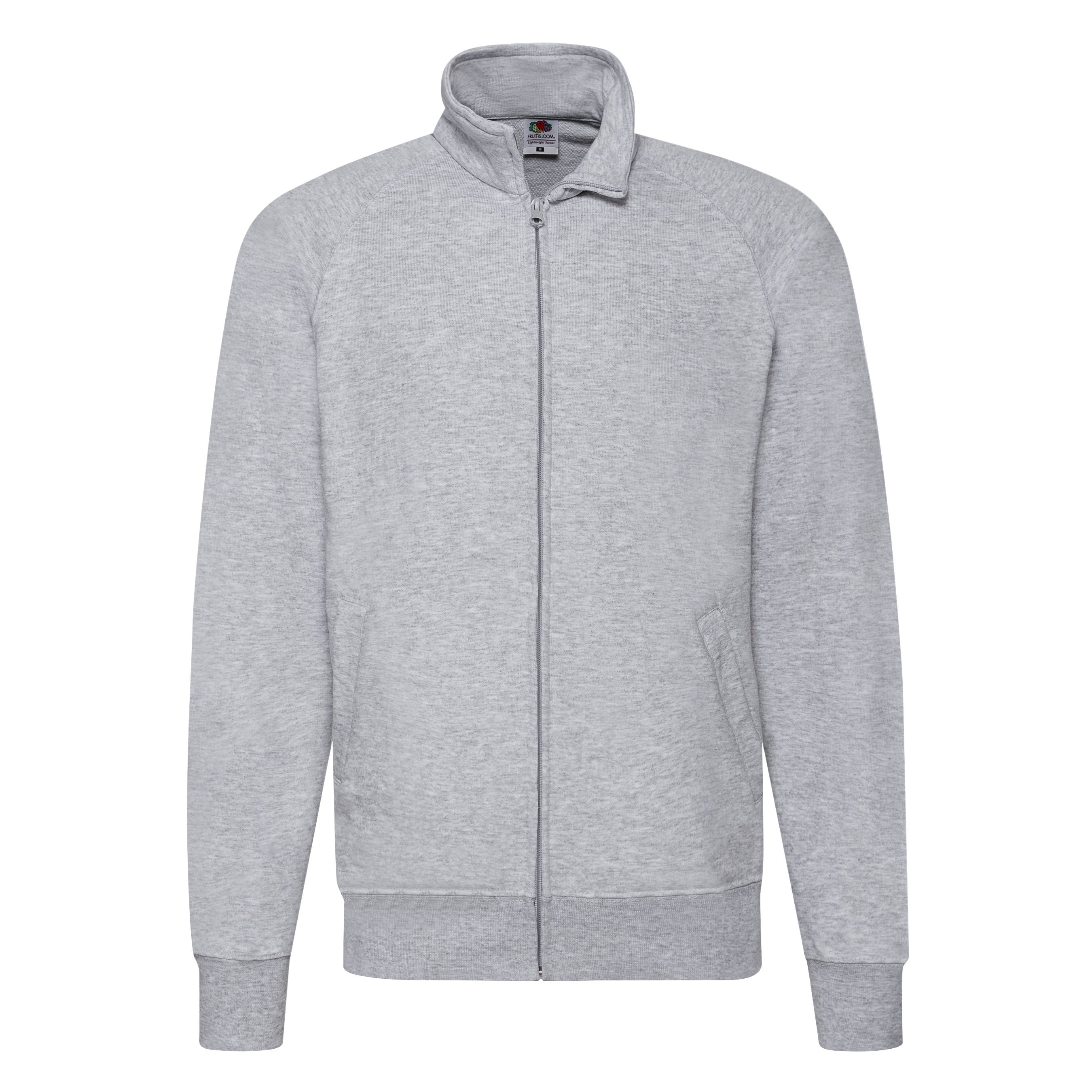 Fruit Of The Loom Lightweight Sweat Jacket Heather Grey Large