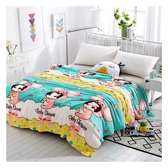 Double Size Cozy Fleece Blanket Baby Shower Design