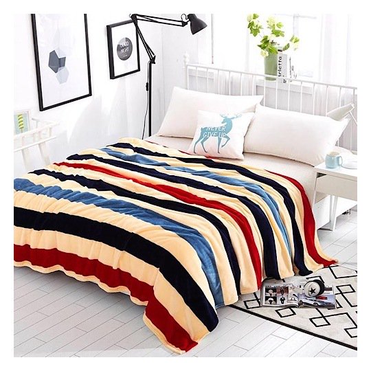 Double Size Cozy Fleece Blanket Striped Design