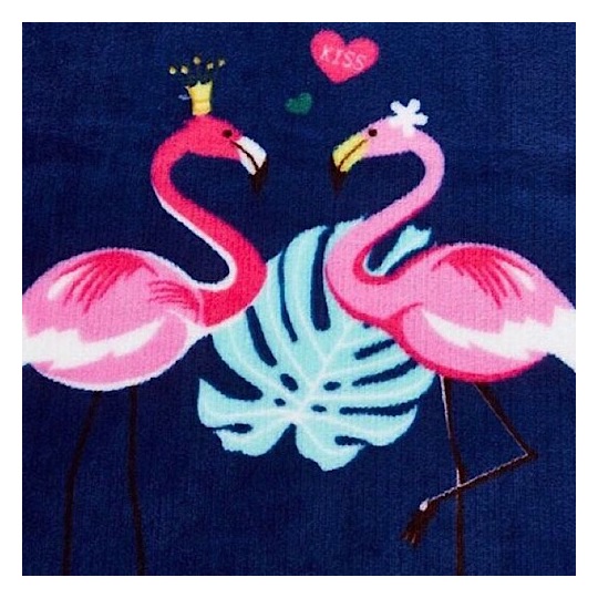 Double Size Cozy Fleece Blanket Flamingo and Leaves Design