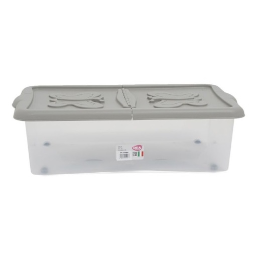 Dea Home Twin Flap Storage Box Warm Grey/Clear 27 liter