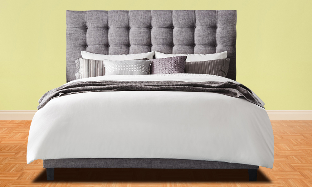 Briella Button Tufted Linen Upholstered Bed Super King Bed without Mattress Brown