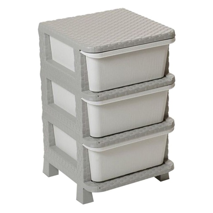 Dea Home Rattan Storage Chest With 3 Drawers Grey/White