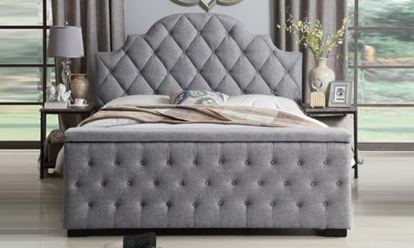Buy Footboard Storage Bed King Without Mattress Charcoal Grey