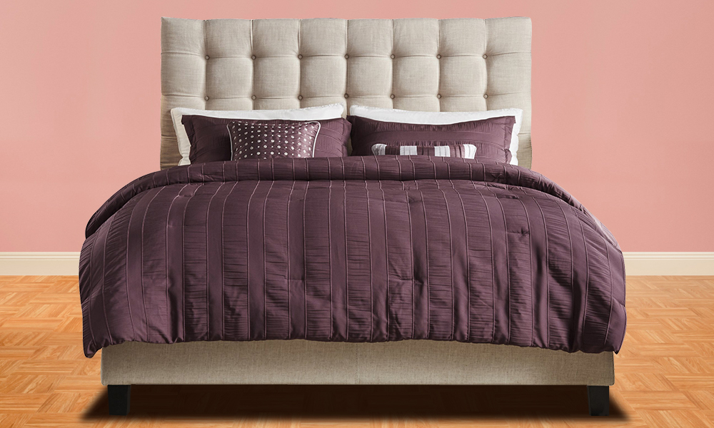 Briella Button Tufted Linen Upholstered Bed Queen Bed without Mattress Dark Grey