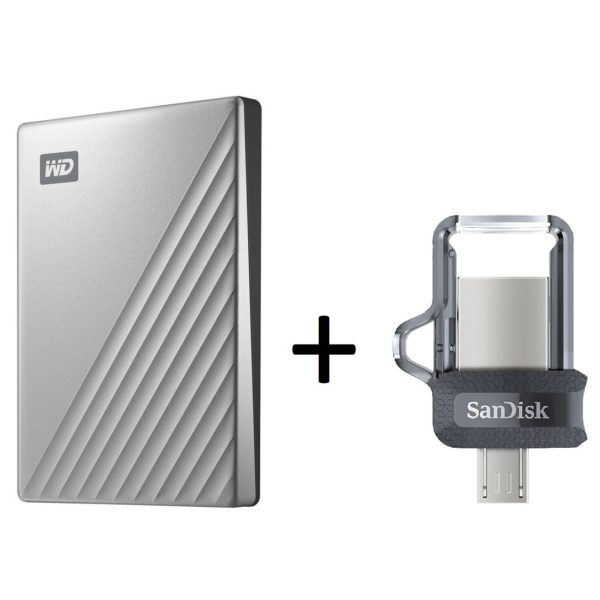 WD My Passport Ultra USB 3.0 Type-C External Hard Drive 1TB + Sandisk Dual Drive 32GB SDDD3032GG46 MicroUSB to USB Type A WD My Passport Ultra USB 3.0 Type-C External Hard Drive 1TB + Sandisk Dual Drive 32GB SDDD3032GG46 MicroUSB to USB Type A